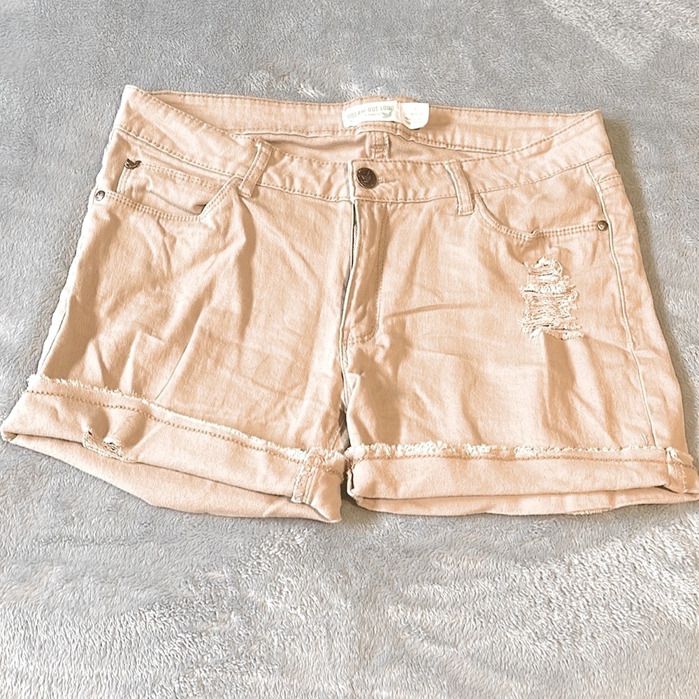 Size 9 Khaki distressed shorts